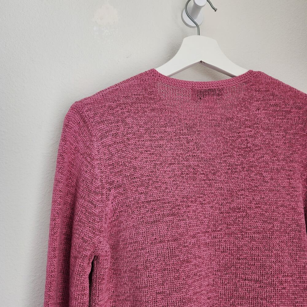 Vintage 80s 90s Pendleton Pink Open Knit Button Front Cardigan Sweater S - Picture 6 of 8